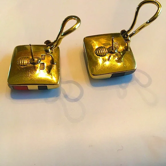 Rare🔥Tiffany Earrings.Angela Cummings SOLID18KYG.Coral,BlackOnyx,HematiteStamped - Picture 6 of 11